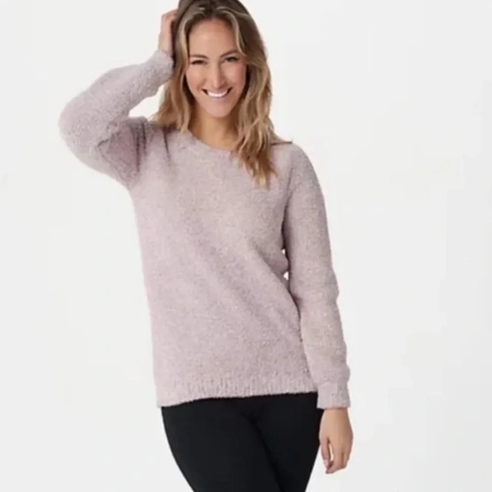 Barefoot Dreams CozyChic Seaside Crew-Neck Pullover Heather Pink Size 2X